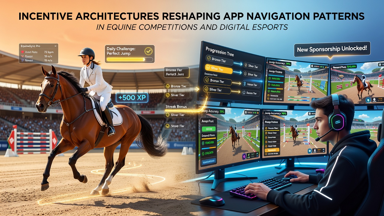 Vergleich von Nutzerpfaden in Apps für Pferdeevents und Esports