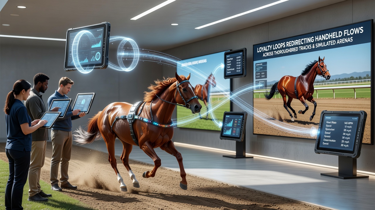 Darstellung von Nutzerpfaden zwischen realen Pferderennen und virtuellen Arenen auf mobilen Displays