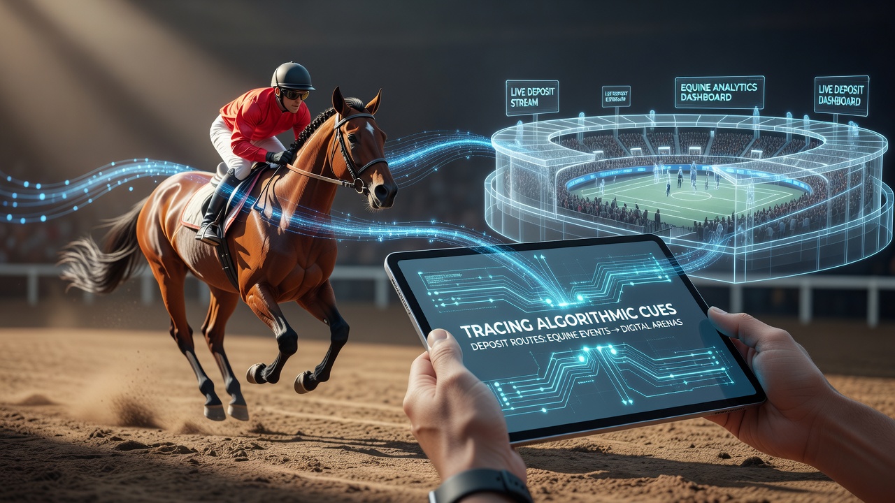 Darstellung algorithmischer Pfade die Einzahlungen zwischen Pferderennen und Esports auf Smartphone-Displays lenken