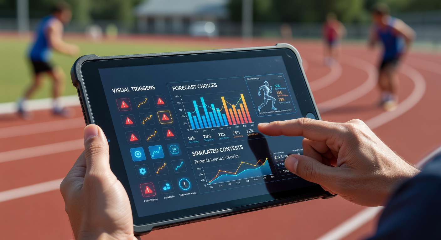 Visuelle Elemente auf mobilen Sportwetten-Interfaces mit farbigen Prognose-Buttons und Echtzeit-Grafiken